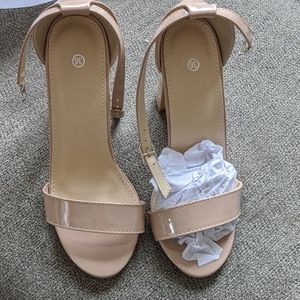 Tan chunky heel sandals